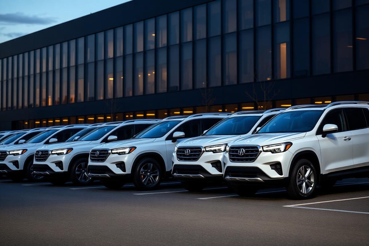 Company-owned rental vehicles parked outside the Divine Dallas Dent facility